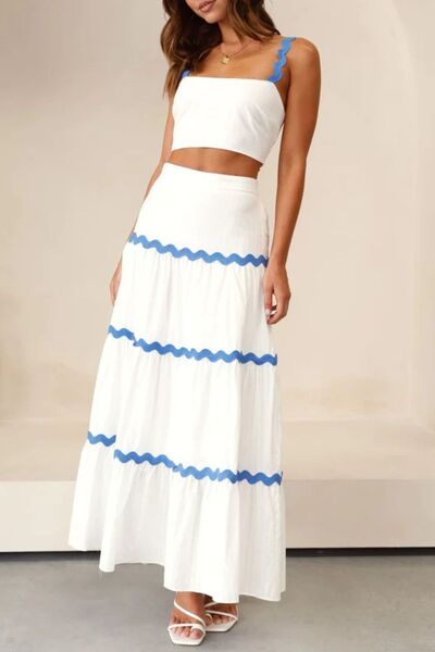 Contrast Trim Cami and Maxi Skirt Set - Munsieur