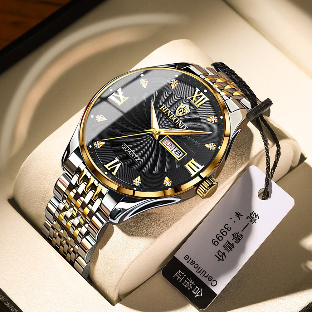 Fashion Quartz Watch Double Calendar Men's Watch Waterproof