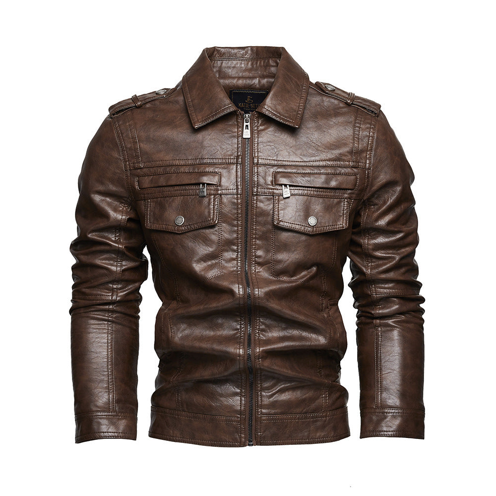 Men's Lapel Fashion Casual Men's Clothing Leather Coat Motorcycle Style - Munsieur