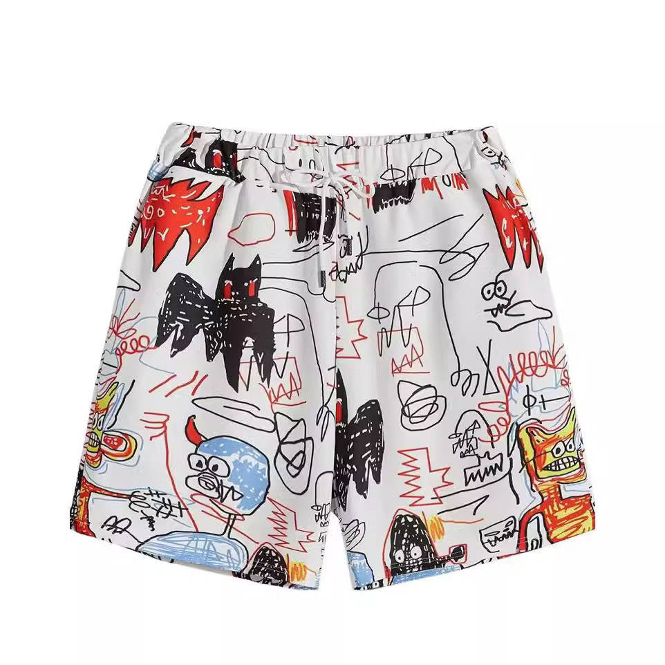 Graffiti 3D Casual Loose Assorted Men's Beach Shorts