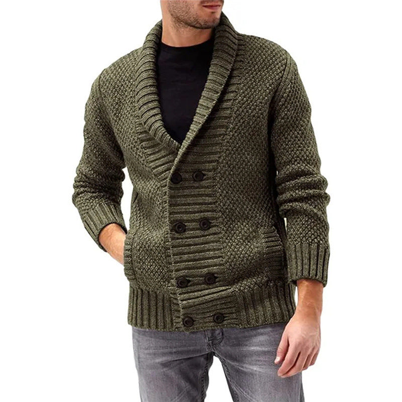 Fashion Simple Solid Color Men's Comfortable Long Sleeve Cardigan Lapel Hoodie