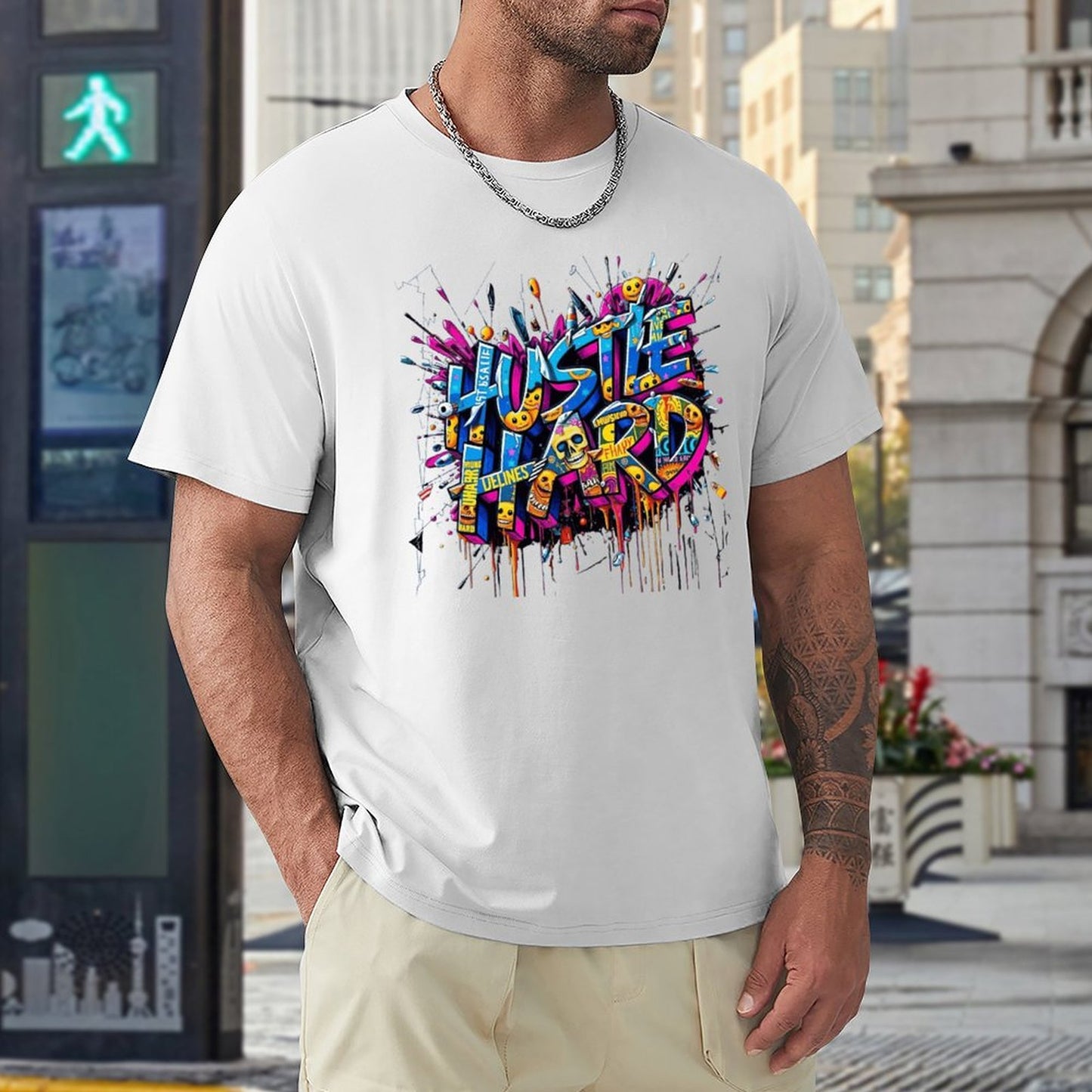 Men's Tee "Hustle Hard" Streetwear Design