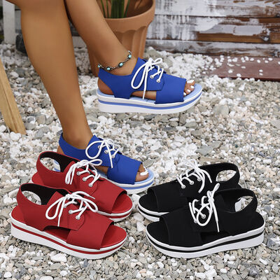 Open-Toe Lace Up Platform Sandals - Munsieur