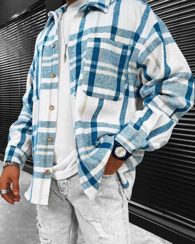Men's Color Matching 3D Digital Printed Coat