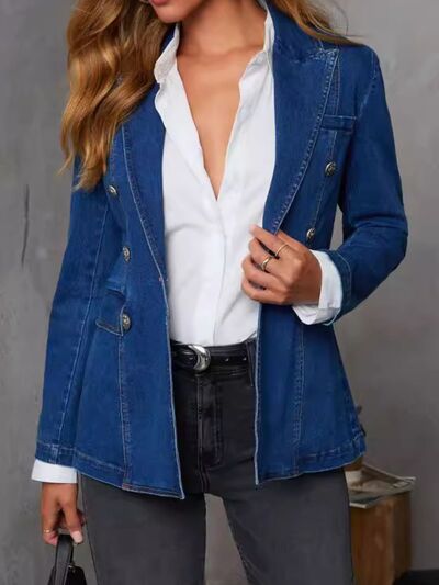 Collared Long Sleeve Denim Jacket - Munsieur