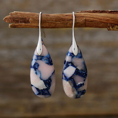 Teardrop Shape Natural Stone Dangle Earrings - Munsieur