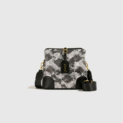 PU Leather Snakeskin Print Crossbody Bag - Munsieur
