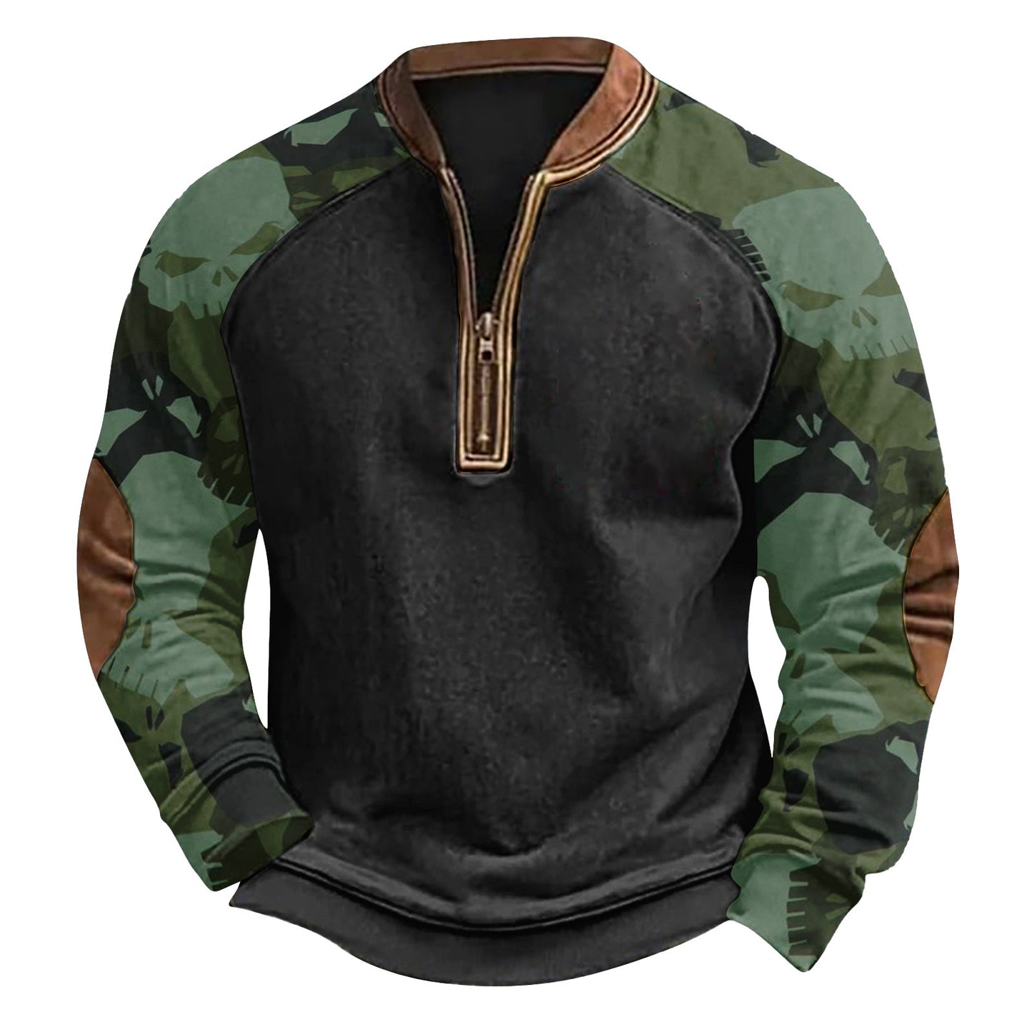 Printed Half Zipper Camouflage Men's Hoodie