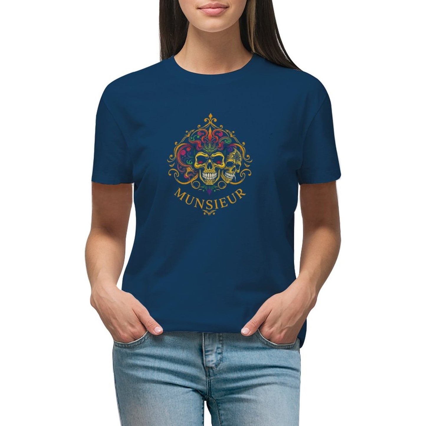 Munsieur Women's T-shirt "Mardi Gras" Designer Streetwear for Her Embroidered