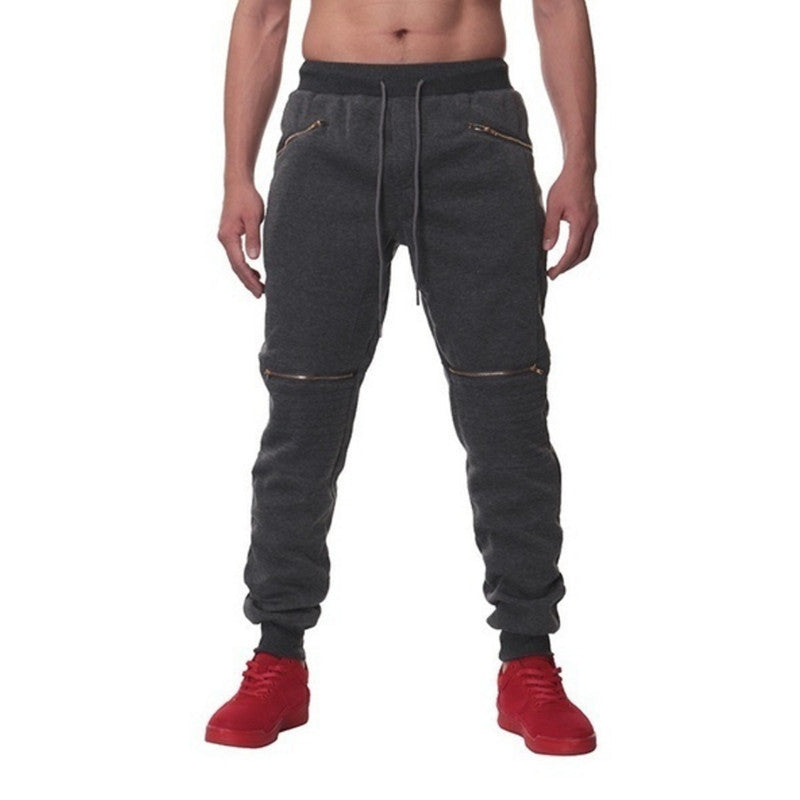 Men's Joggers With Double Pockets And Zip Personality Design