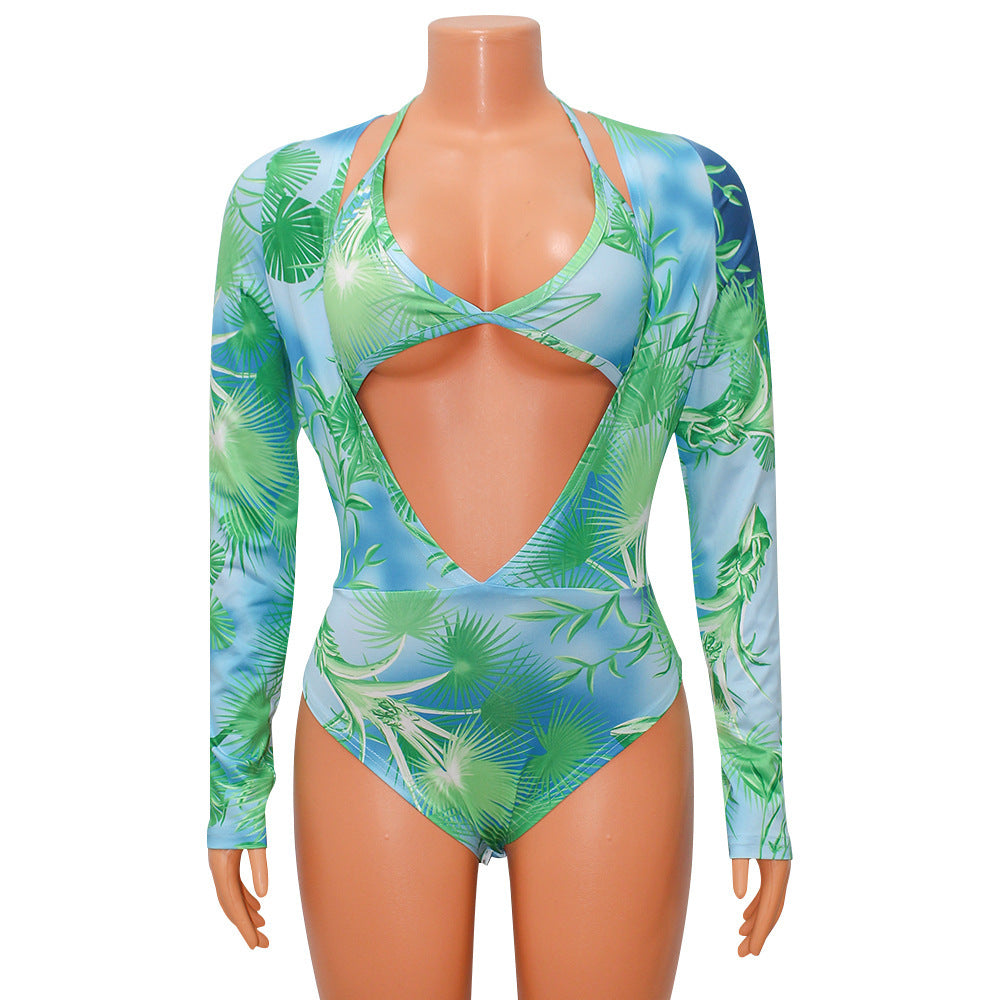 Women's Printed Jumpsuit Long Sleeve