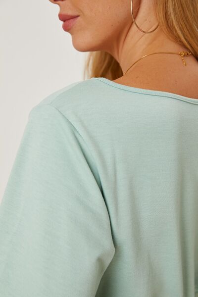 Boat Neck Lantern Sleeve Blouse - Munsieur