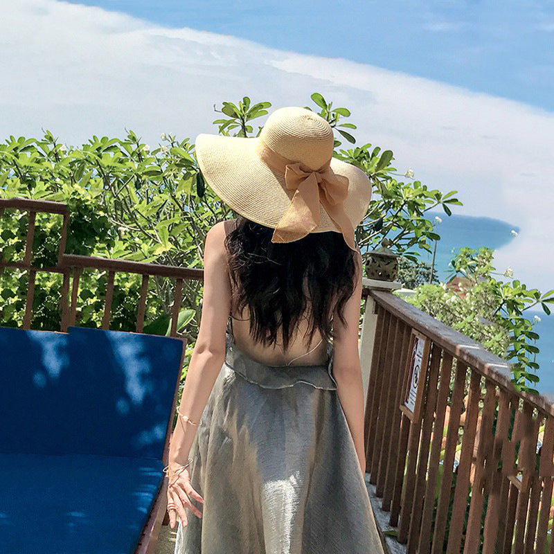 Women's Seaside Summer Vacation Foldable Sun Hat With Wide Brim