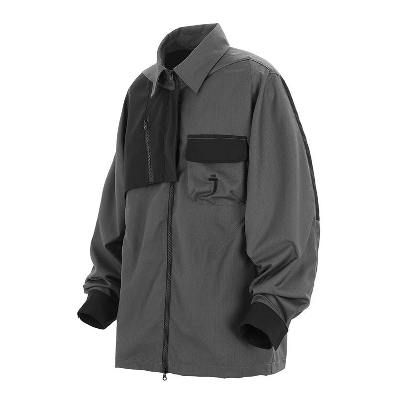 Irregular Splicing Coat Men's Loose Casual Polo Collar