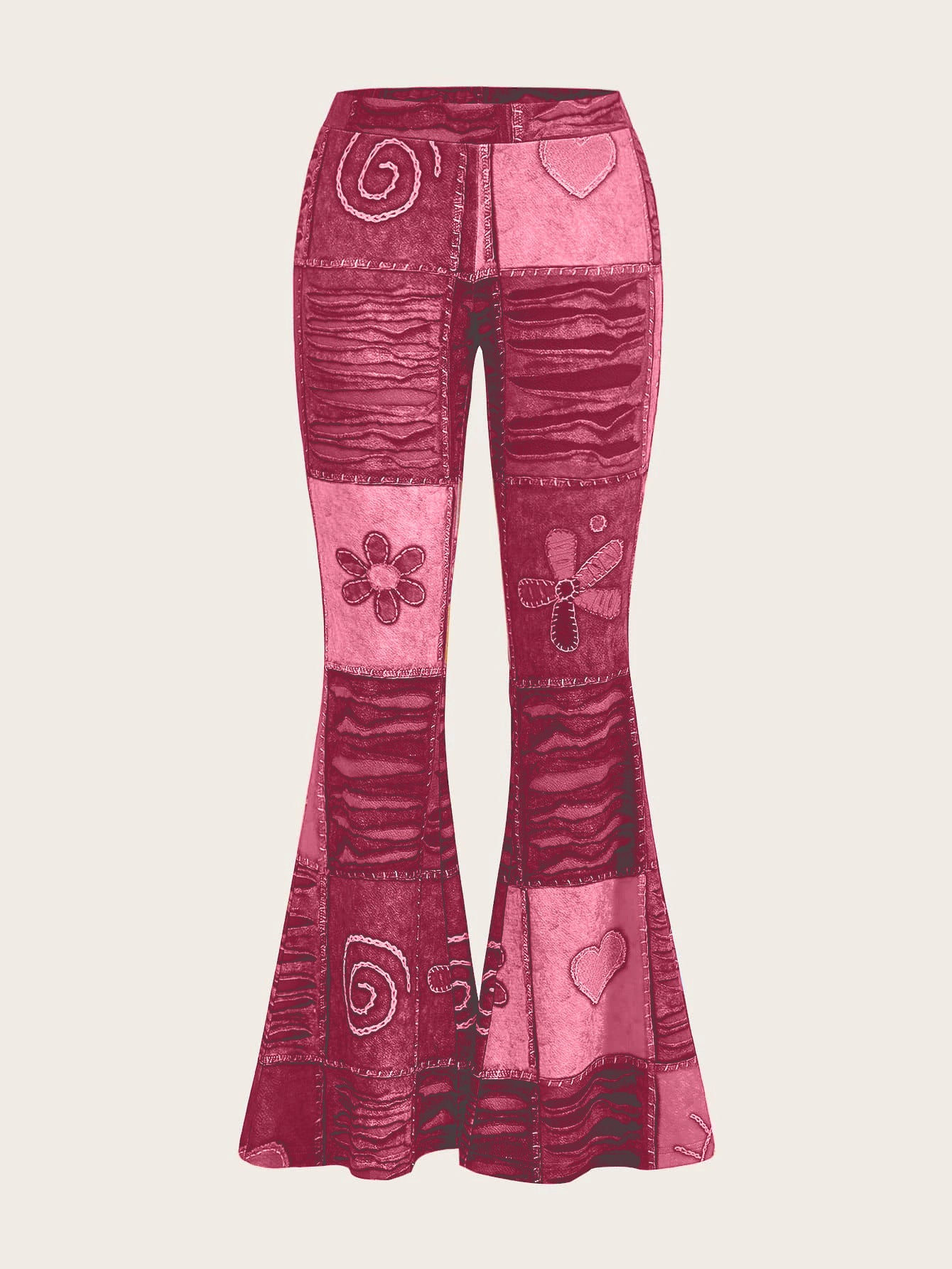 Pattern Abstract Art Style Personality Trend Tight Bootcut Jeans