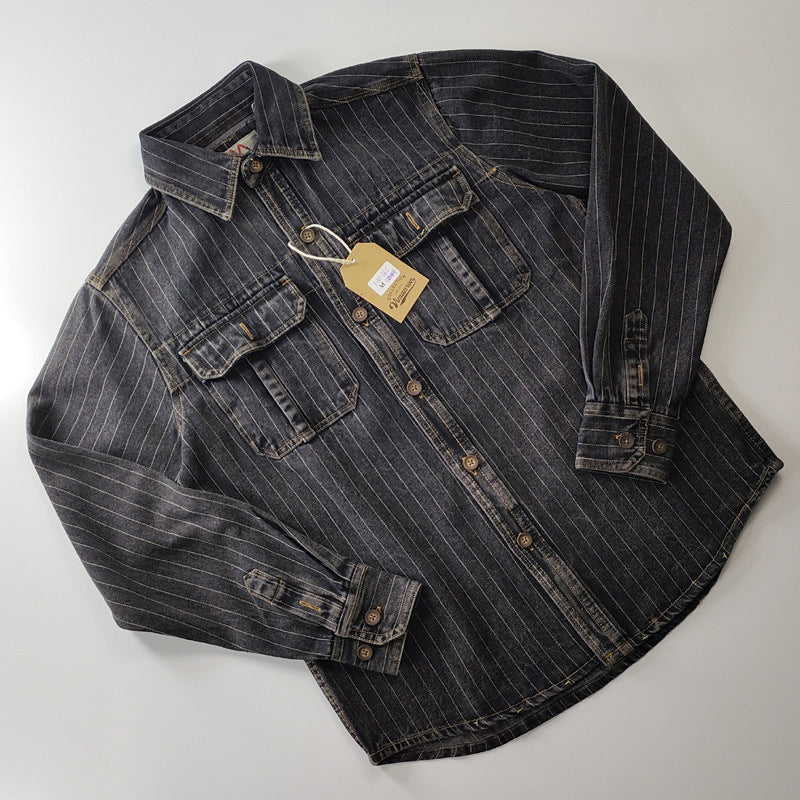 Men's Washed Old American Casual Denim Coat