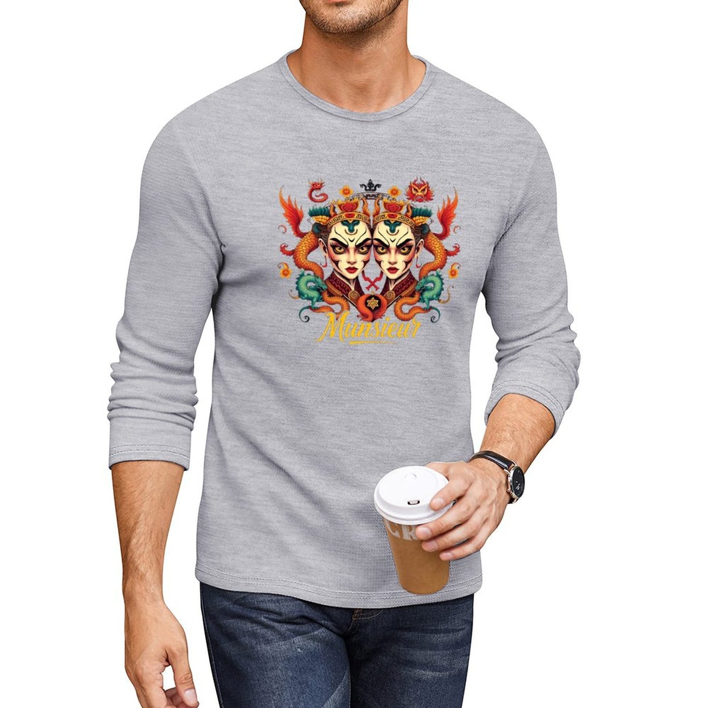 Munsieur Long Sleeve Tee for Men: Perfect for Layering and Standalone Wear - Munsieur