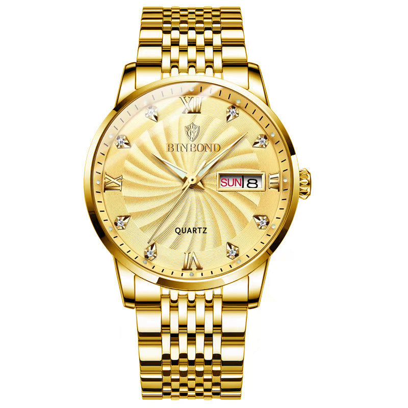 Fashion Quartz Watch Double Calendar Men's Watch Waterproof