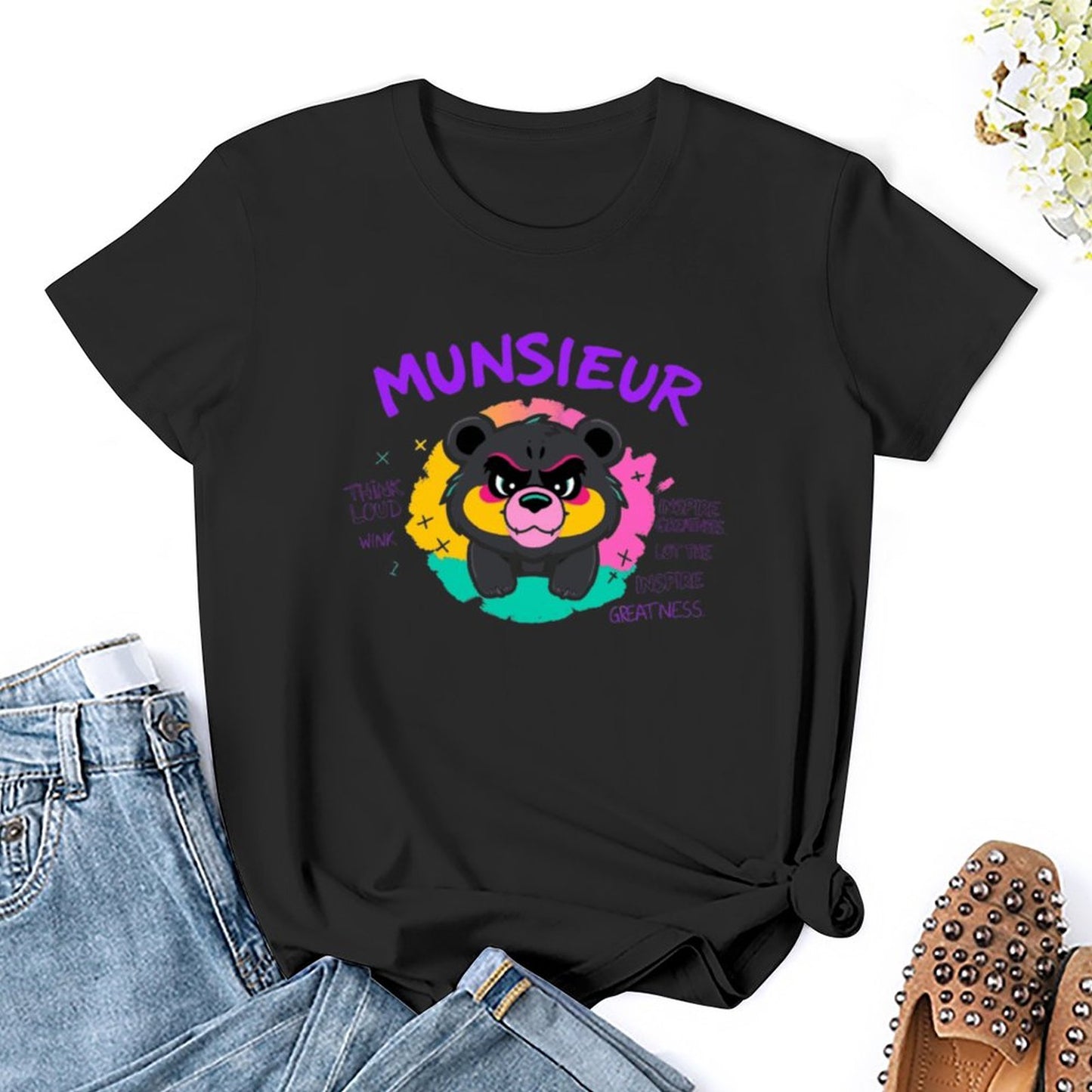 Women's Munsieur T-shirt "Think Loud" Teddy Bear T-shirt