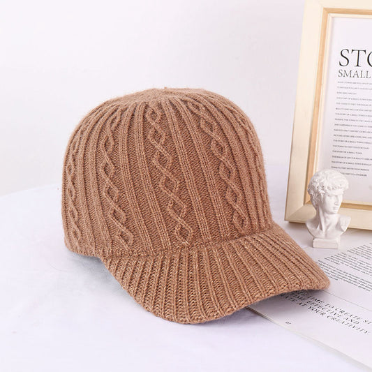 Knitting Wool Baseball Cap Korean Warm Solid Color Light Plate Peaked Hat