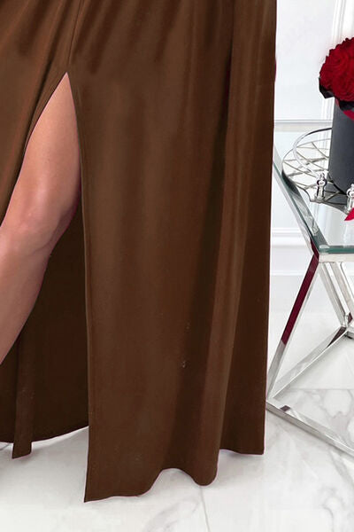 Slit Surplice Long Sleeve Maxi Dress - Munsieur