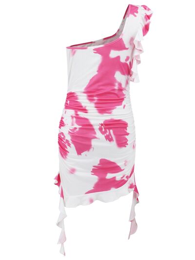 Ruffled Single Shoulder Mini Dress - Munsieur
