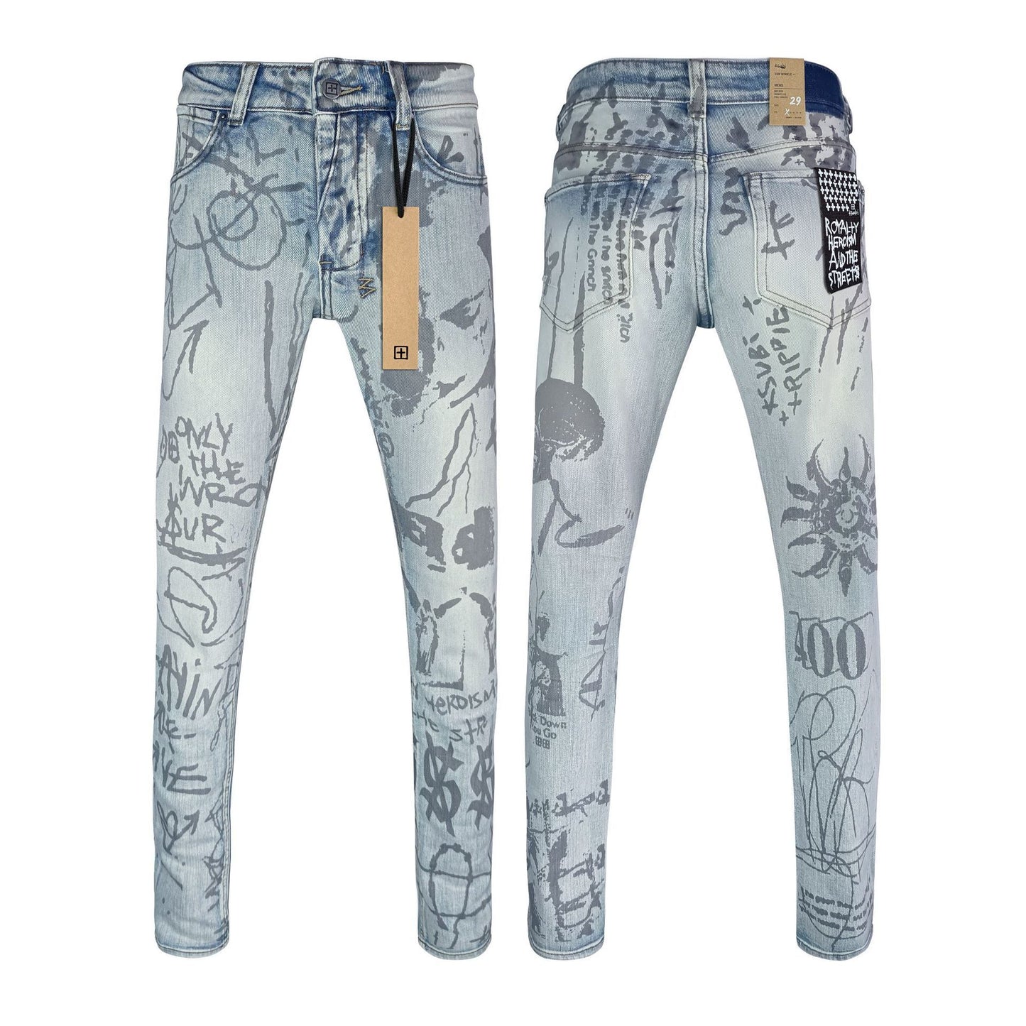 Straight Ripped Stretch American High Street Casual Men's Pants