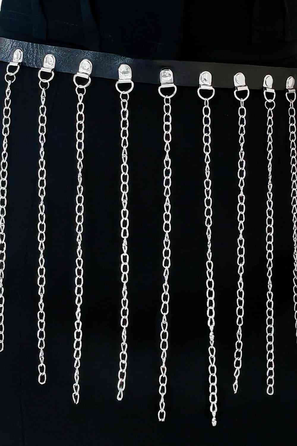 Fringed Chain PU Leather Belt - Munsieur
