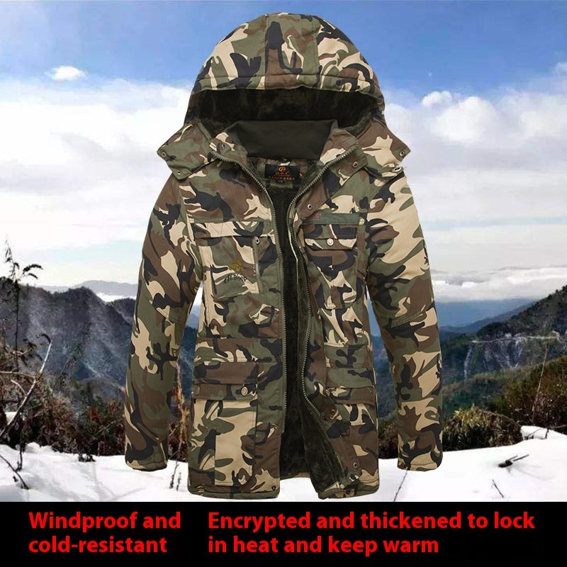 Windproof And Cold-resistant Ultra-fine-meshed Thickening Velvet Lining Cotton-padded Coat
