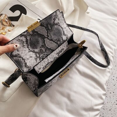 PU Leather Snakeskin Print Crossbody Bag - Munsieur