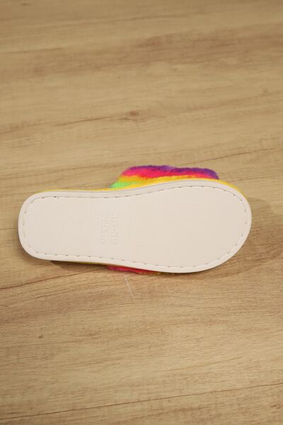 Color Block Open Toe Faux Fur PVC Slippers - Munsieur