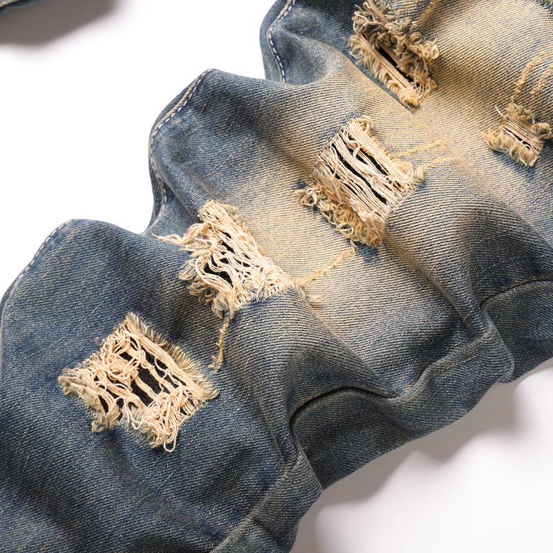 Men's Designer Ripped Pants Old Style 8776