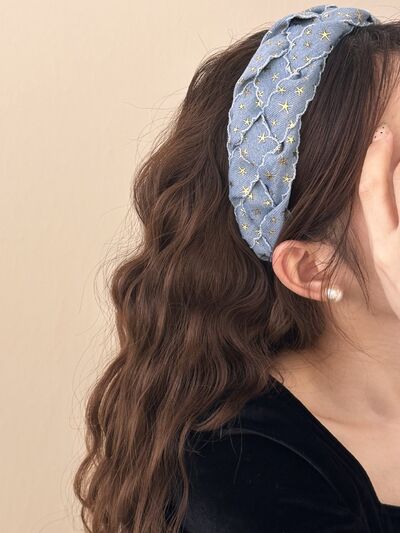 Star Braided Wide Denim Headband - Munsieur