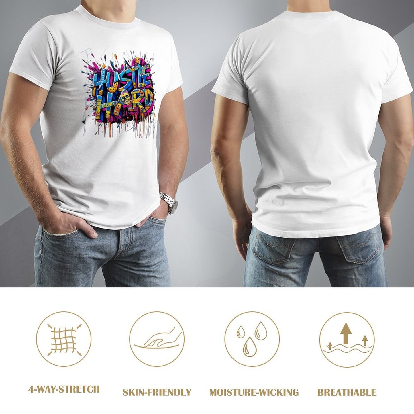 Men's Tee "Hustle Hard" Streetwear Design