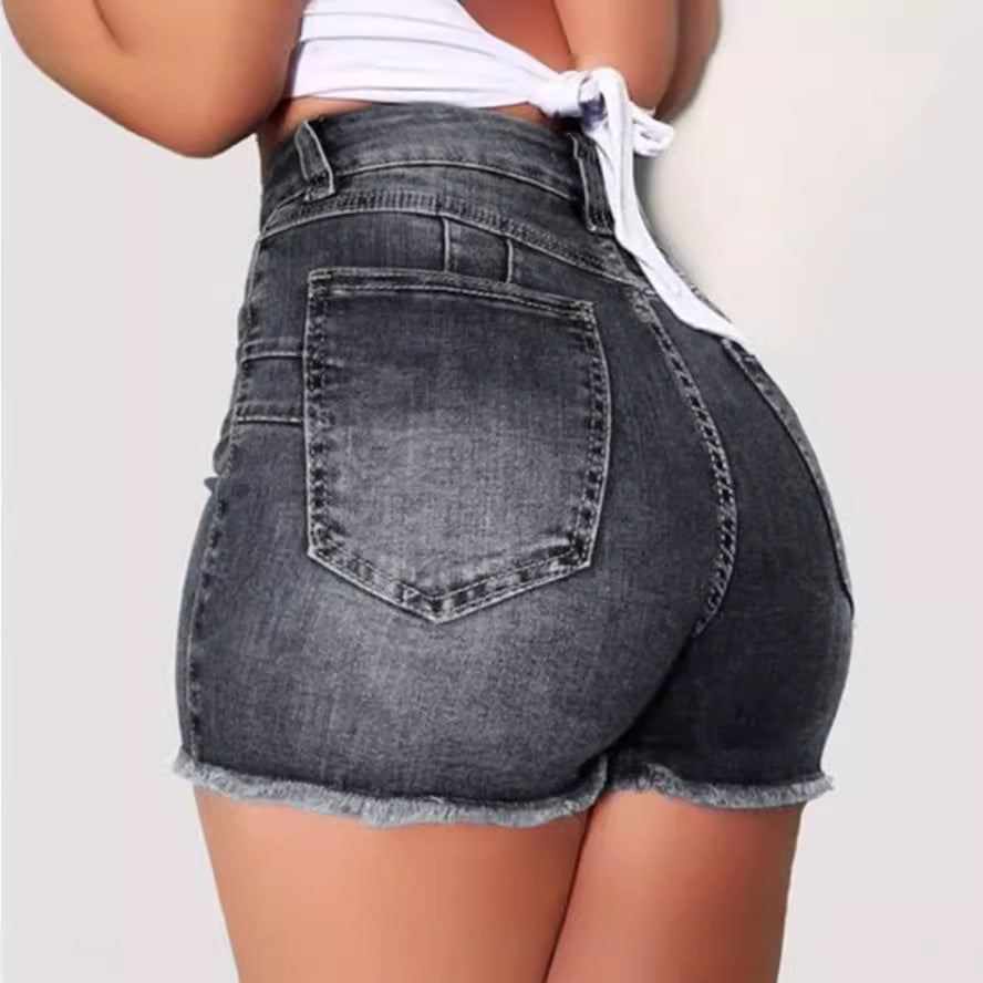 Women's Stretch Bottoms Slim Fit Ripped Tassel Denim Bottoms