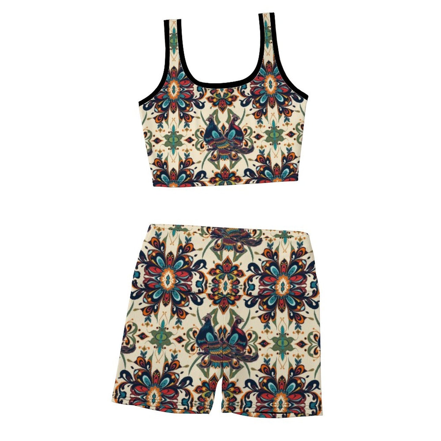 Custom Printed Patterned Ribbed Yoga Sets