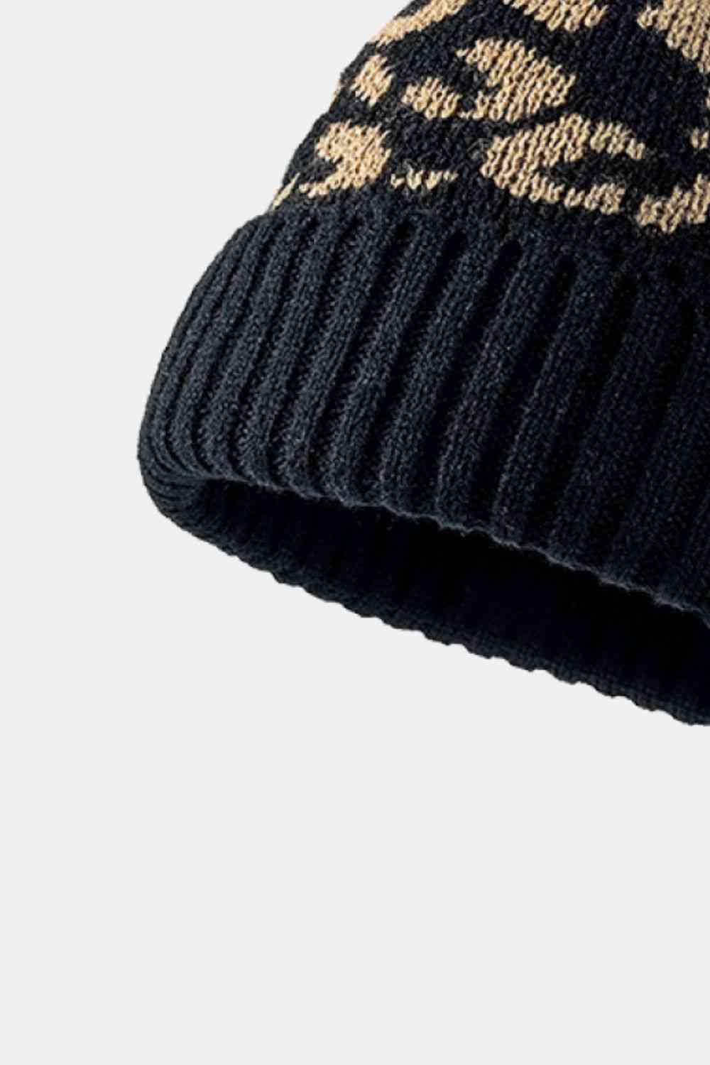 Leopard Pom-Pom Cuffed Beanie - Munsieur