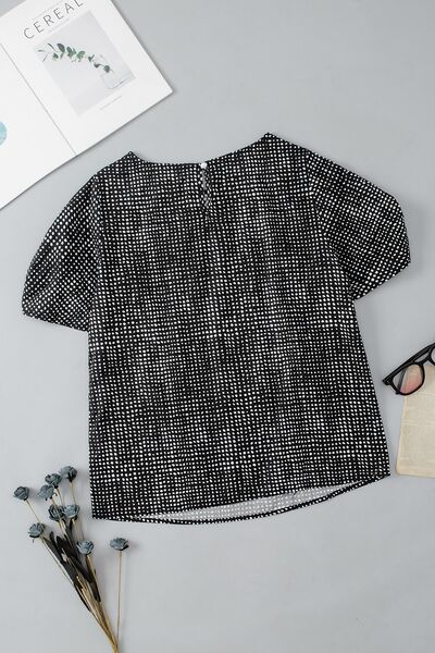 Printed Short Puff Sleeve Blouse - Munsieur
