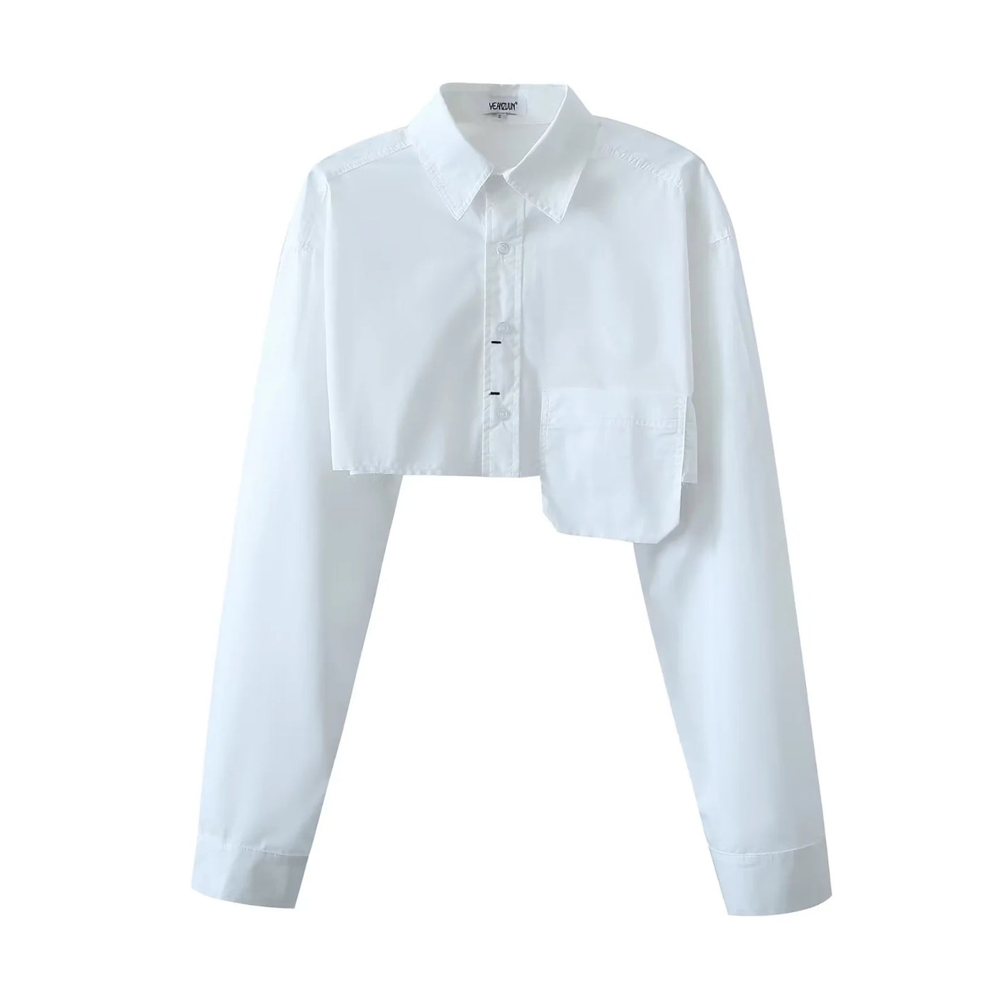 Waist-exposed Long-sleeved Blouse