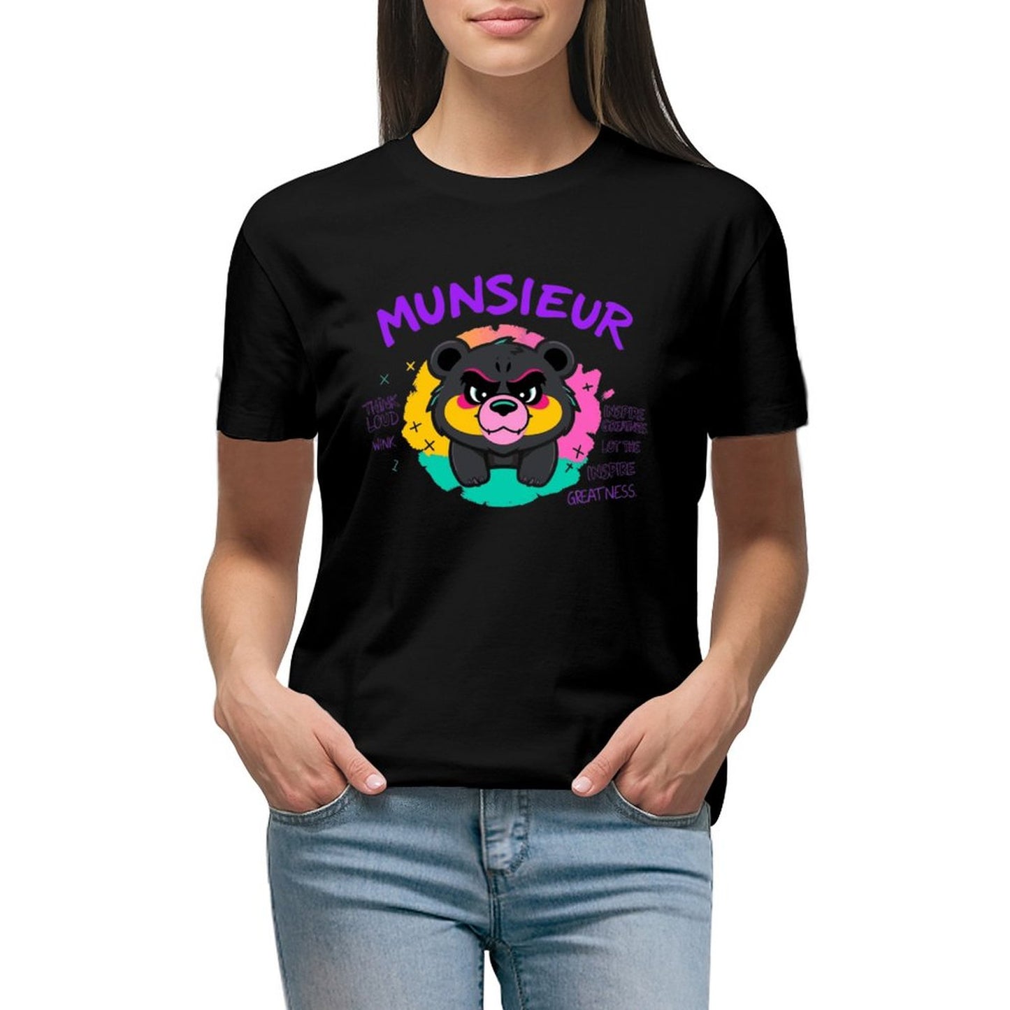 Women's Munsieur T-shirt "Think Loud" Teddy Bear T-shirt