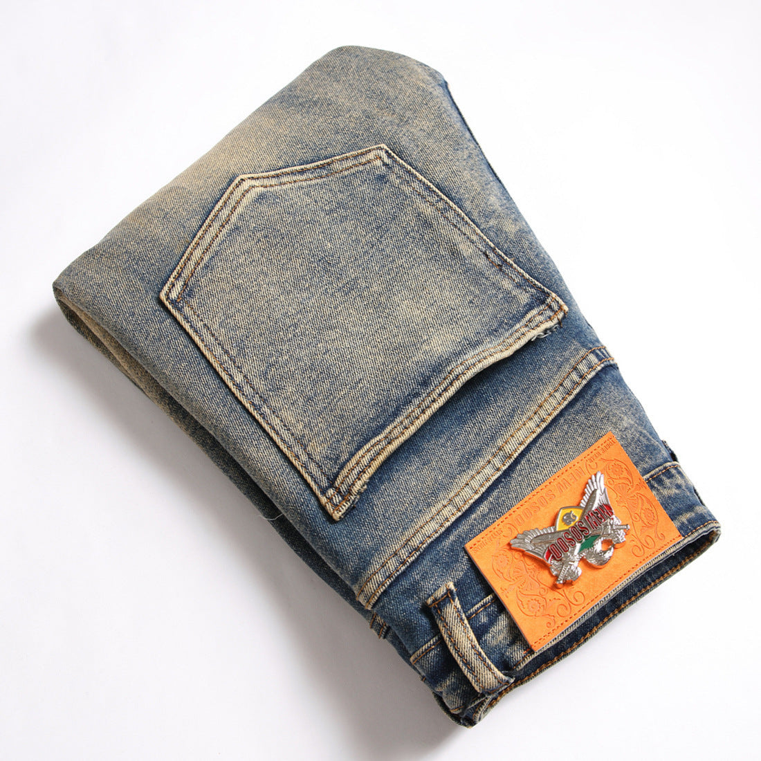 Men's Spliced Cut-off Multi-pocket Trendy Slim Fit Mid-rise Pants