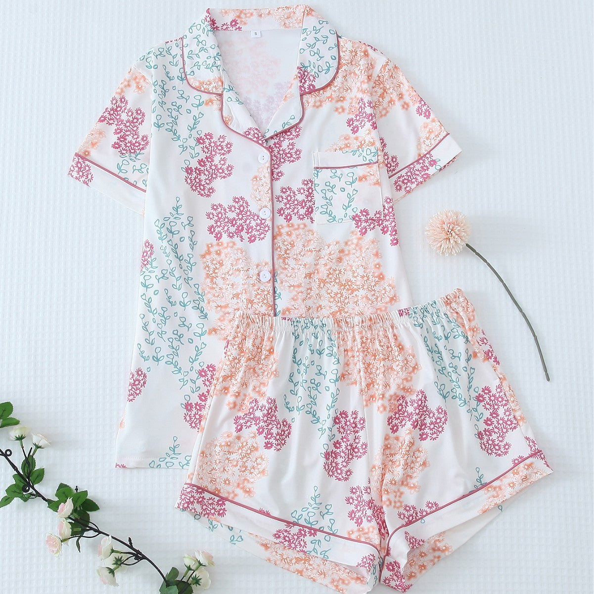 Women's European And American Wearable Bow Print Lingerie Pajamas