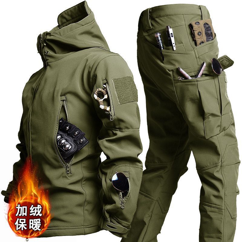 Winter Men's Camouflage Coat Set Workwear And Assault