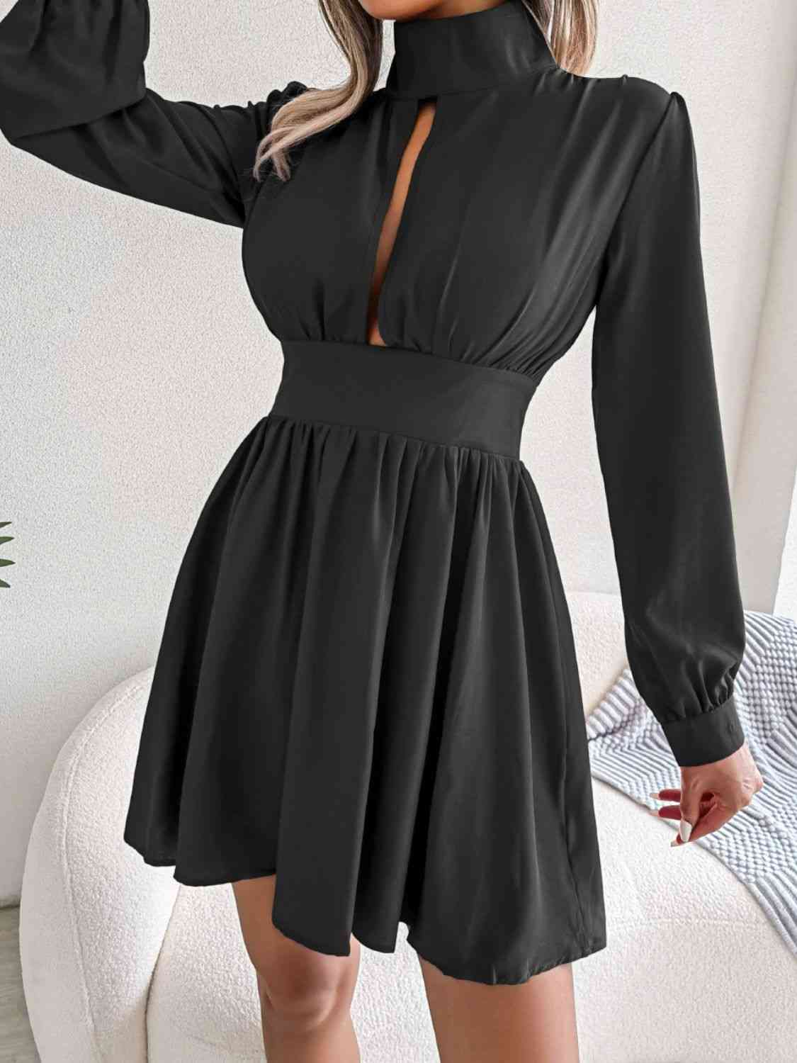 Cutout Turtle A-Line Mini Dress - Munsieur