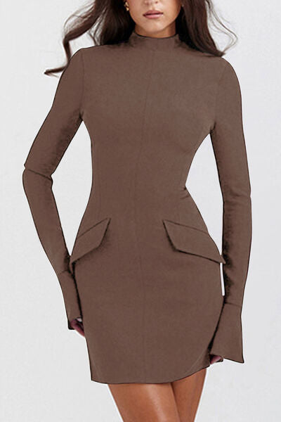 Mock Neck Long Sleeve Mini Dress - Munsieur