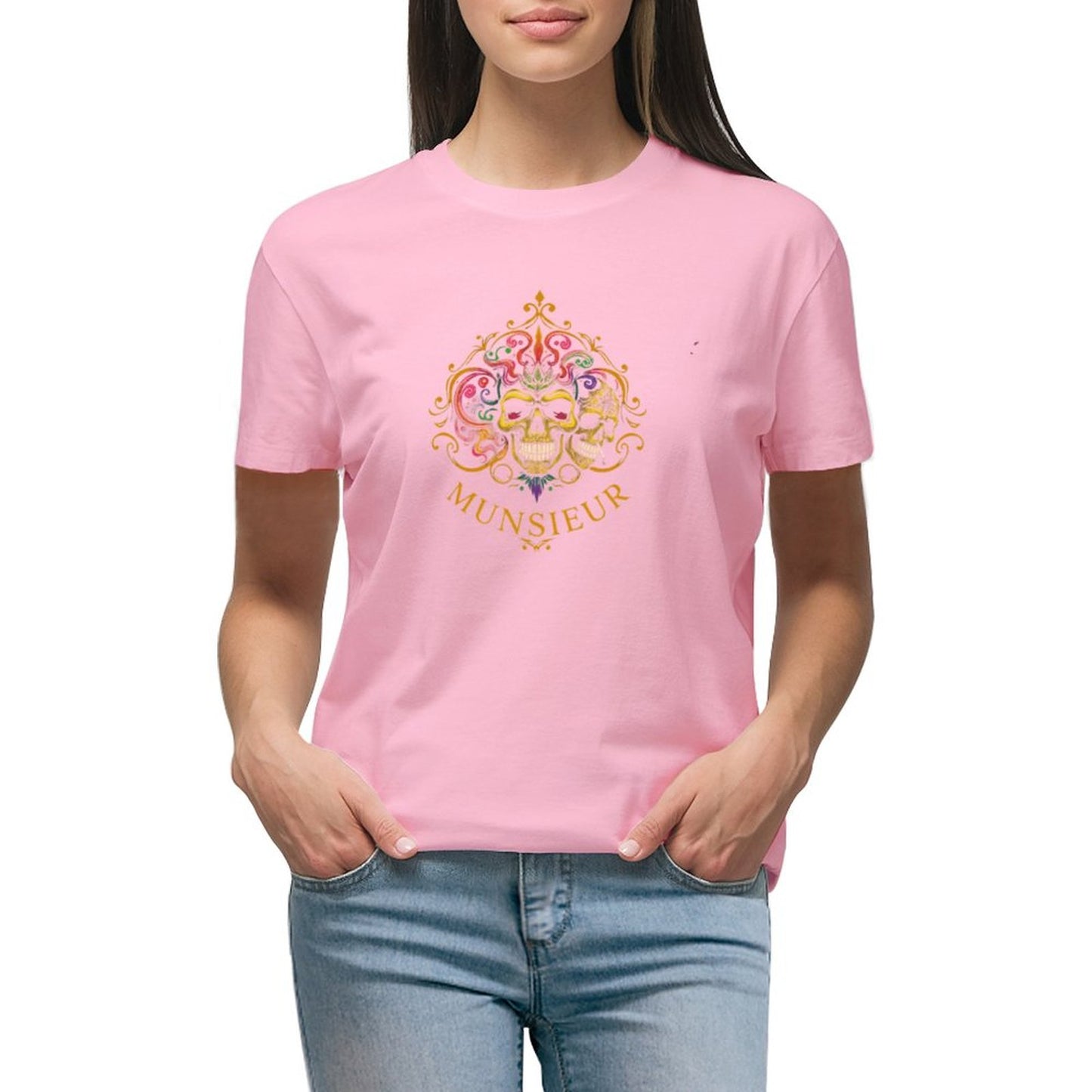 Munsieur Women's T-shirt "Mardi Gras" Designer Streetwear for Her Embroidered