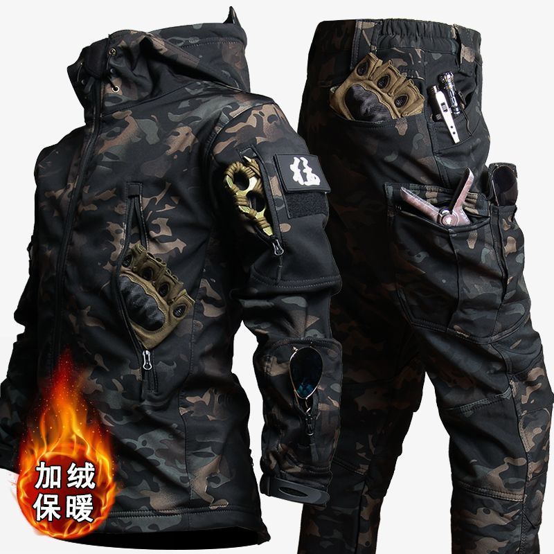 Winter Men's Camouflage Coat Set Workwear And Assault