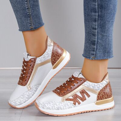 Contrast Lace Up Round Toe Sneakers - Munsieur