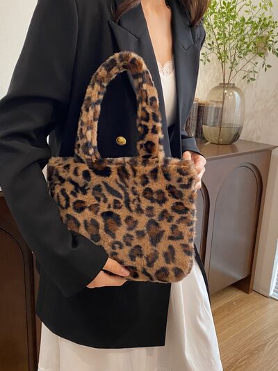 Leopard Fluff Handbag with Zip - Munsieur