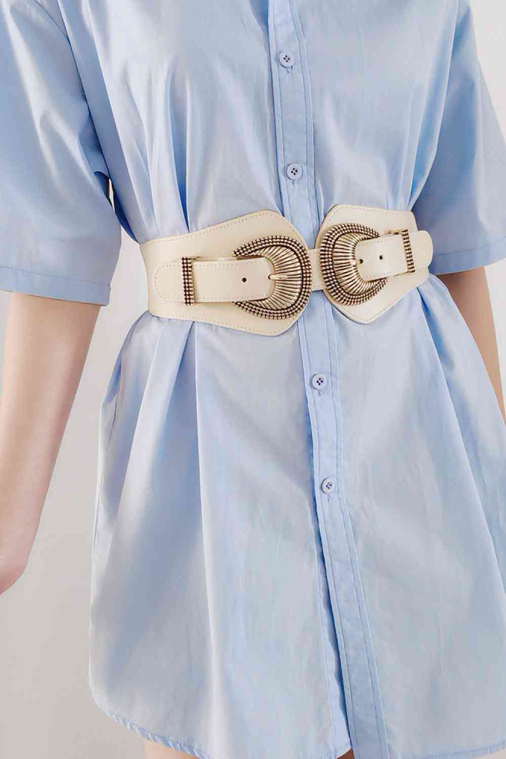 Shell Double Buckle Elastic Wide Belt - Munsieur